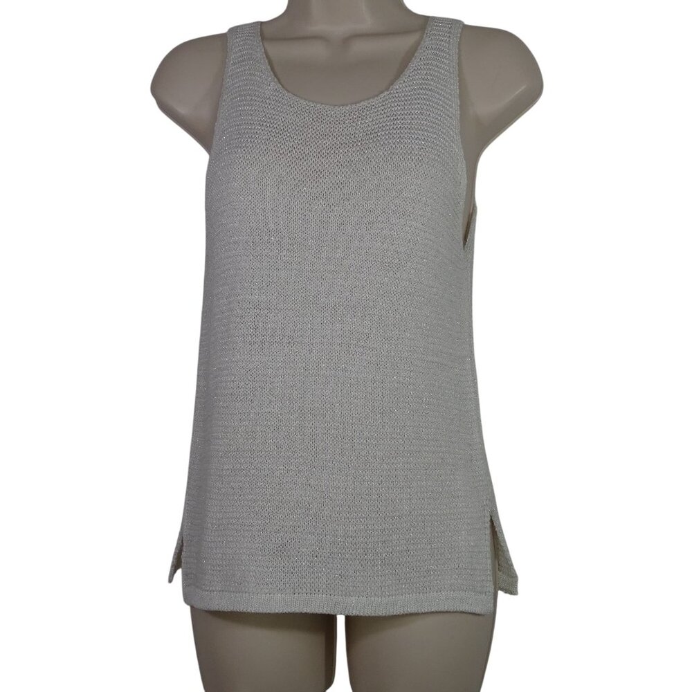 Studio Birkin Knit Tank Top Sweater Women Size XS S With Cut-Out Back Sleeveless